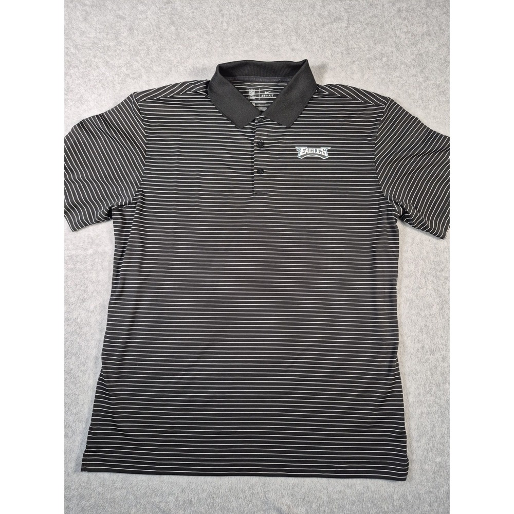 Nike Philadelphia Eagles NFL Dri Fit Performance Golf Polo Mens Large Black‎